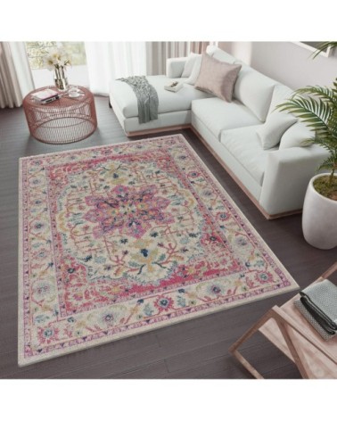 Tapis d'inspiration designer rose multicolore 80x150cm