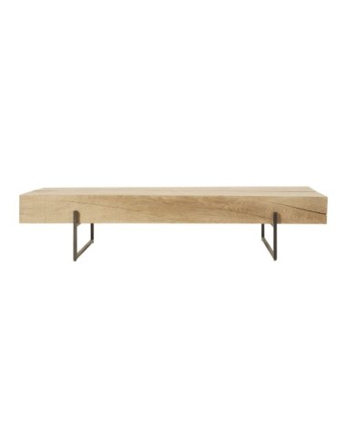 Table basse en chêne massif et acier noir L148