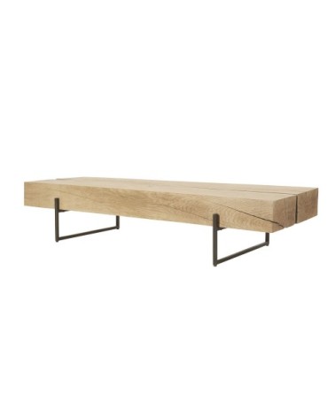 Table basse en chêne massif et acier noir L148