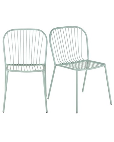 Chaises professionnelles en acier vert d'eau (x2)