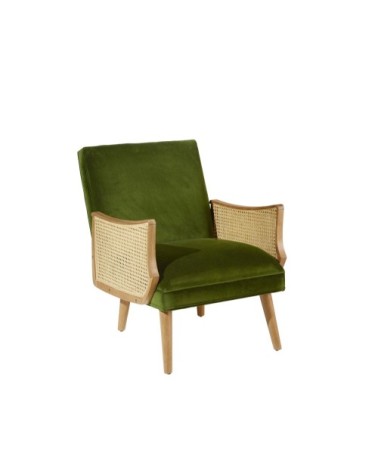 Fauteuil vintage canné vert vintage