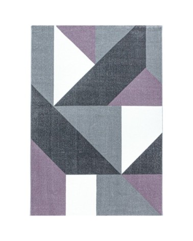 Tapis géométrique à poils ras violet 160x230cm