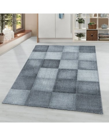 Tapis à carreaux patchwork gris 140x200cm