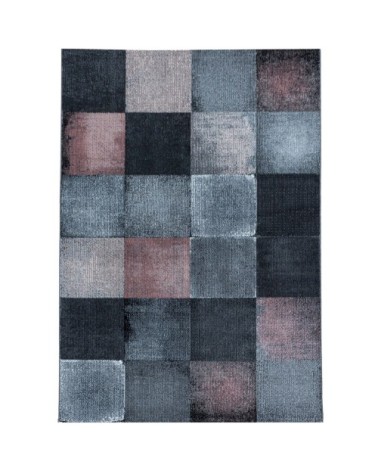 Tapis à carreaux patchwork rose 160x230cm