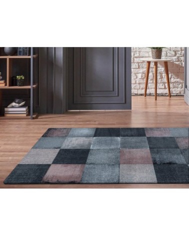 Tapis à carreaux patchwork rose 160x230cm