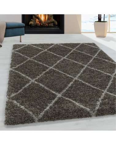 Tapis de style géométrique taupe et blanc 80x150cm