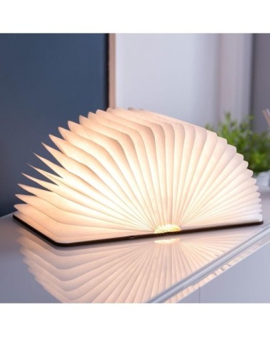 Lampe à poser livre led couverture en bois