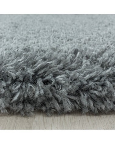 Tapis cosy rond à poils longs gris 200x200cm