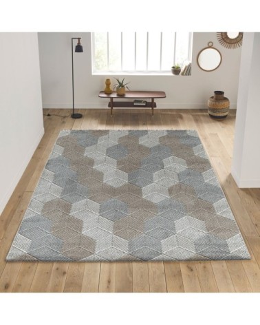 Tapis vintage graphique beige et marron 160x230cm