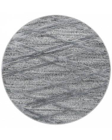 Tapis bohème rond à relief gris 160x160cm