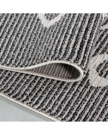 Tapis bohème effet laine anthracite et crème 160x230cm