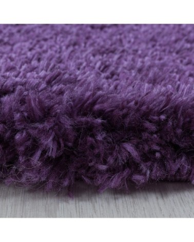 Tapis cosy rond à poils longs violet 160x160cm