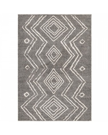 Tapis bohème effet laine anthracite et crème 120x170cm