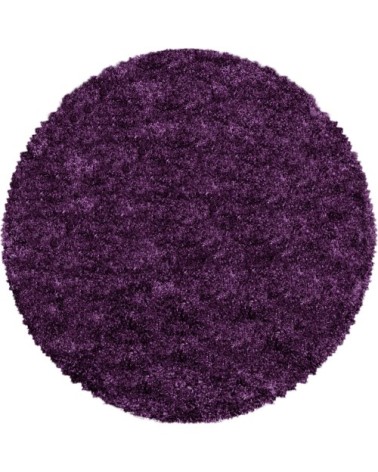 Tapis cosy rond à poils longs violet 200x200cm