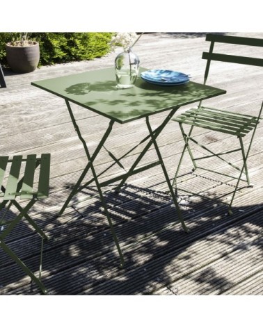 Table de jardin pliante bistrot en acier 60 cm vert cactus
