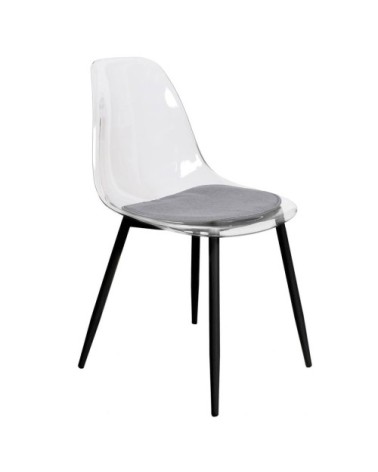 Chaise transparente pieds métal noir