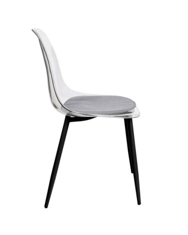 Chaise transparente pieds métal noir