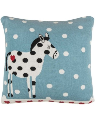 Housse de coussin en coton bio 35 x 35 cheval à pois