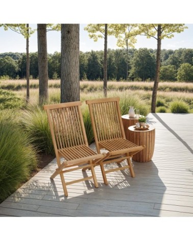 Lot de 2 chaises de jardin en teck