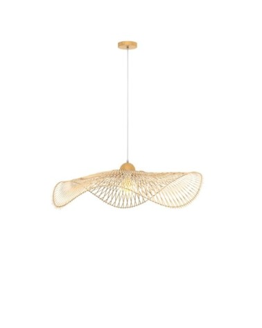 Suspension d75 cm en bambou avec fil blanc