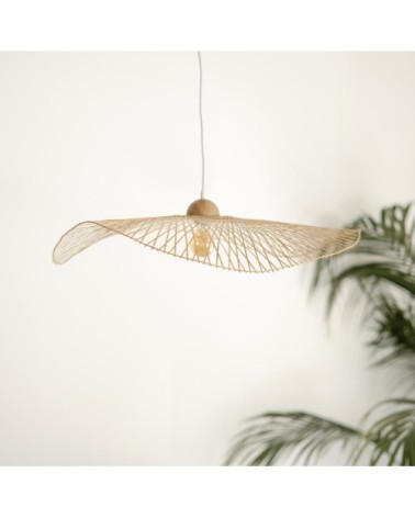 Suspension d75 cm en bambou avec fil blanc