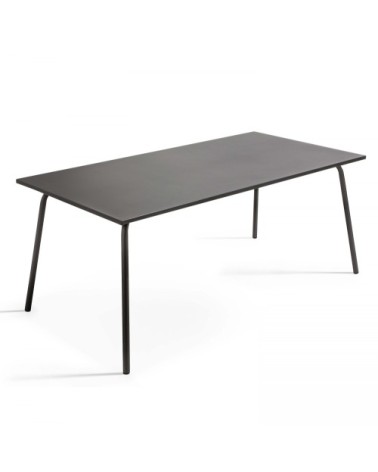 Ensemble table de jardin et 8 chaises en métal gris et orange