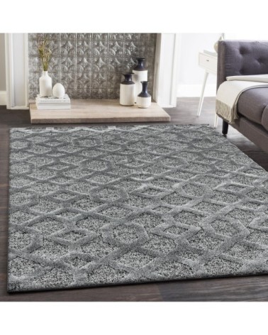 Tapis bohème à relief gris 80x150cm