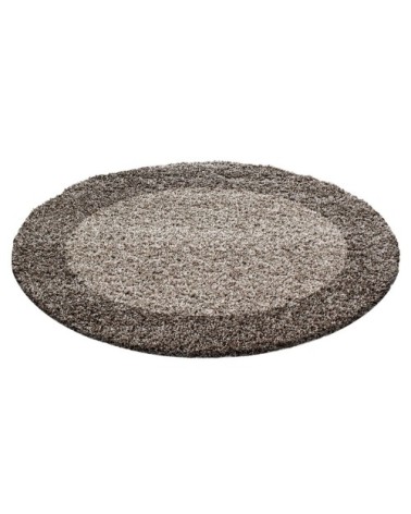 Tapis à bordures rond taupe 160x160cm