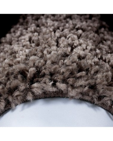 Tapis à bordures rond taupe 120x120cm