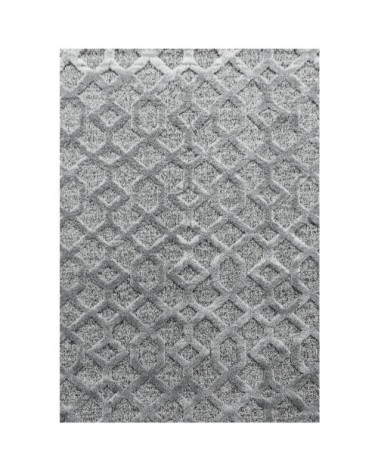 Tapis bohème à relief gris 140x200cm