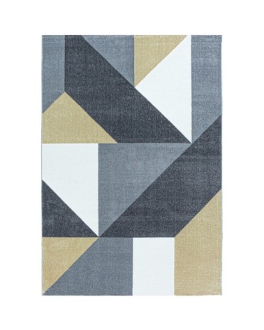 Tapis géométrique à poils ras jaune 160 x 230 cm