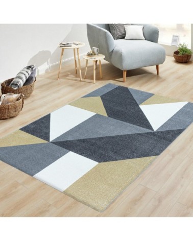 Tapis géométrique à poils ras jaune 160 x 230 cm
