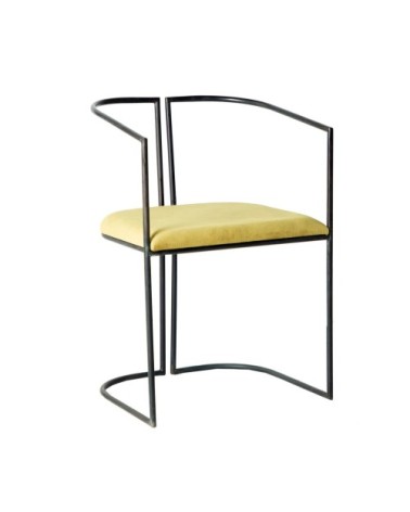 Chaise en fer, polyester et mousse noire 53x51,5x79