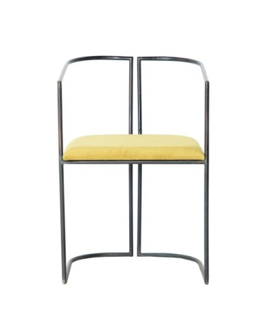 Chaise en fer, polyester et mousse noire 53x51,5x79