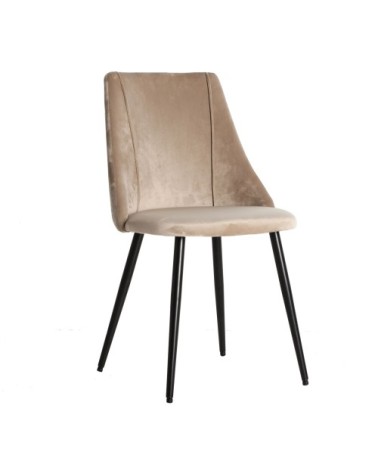 Chaise en velours, fer et mousse de couleur marron 50x50x86