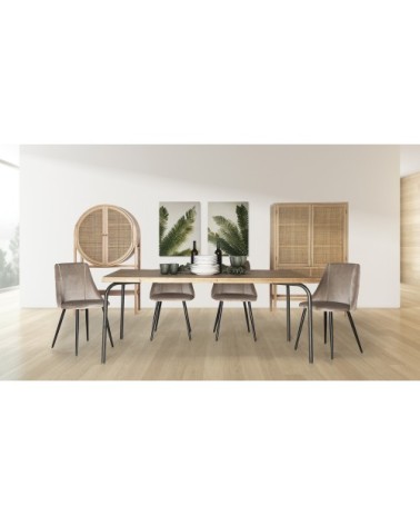 Chaise en velours, fer et mousse de couleur marron 50x50x86