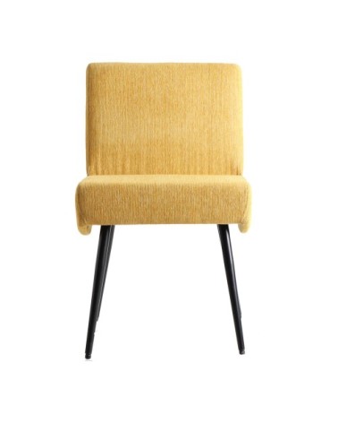 Chaise en chenille, acier et mousse moutarde 48x58x76