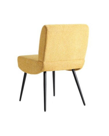 Chaise en chenille, acier et mousse moutarde 48x58x76