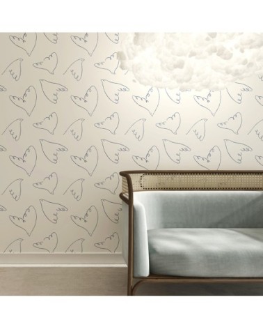 Rouleau de papier peint Imagine creme oiseaux