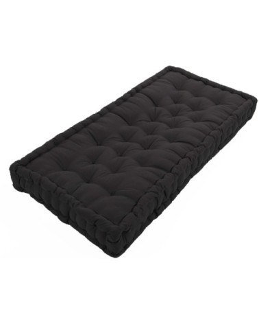 Coussin de palette en coton coloré 120 x 80 cm noir