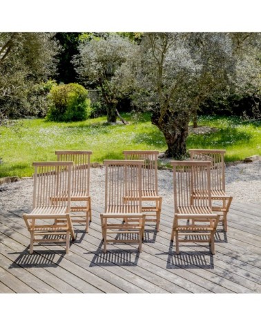 Lot de 6 chaises de jardin en teck