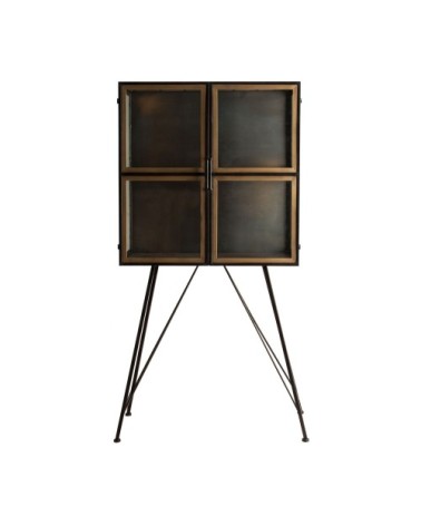 Vitrine en fer et verre en noir et or 80x37x160
