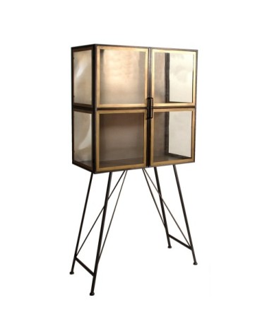 Vitrine en fer et verre en noir et or 80x37x160