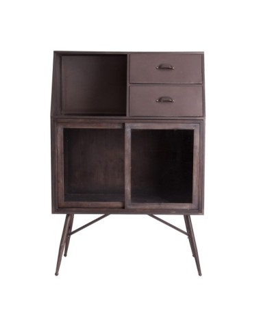 Vitrine en fer, bois et verre noire 80x40x120