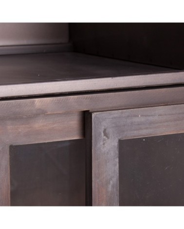 Vitrine en fer, bois et verre noire 80x40x120