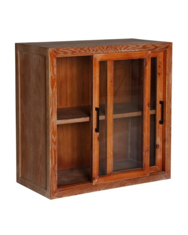 Vitrine en bois et en verre marron 72x36x71