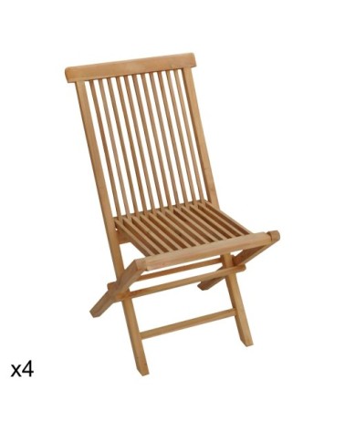 Lot de 4 chaises de jardin en teck
