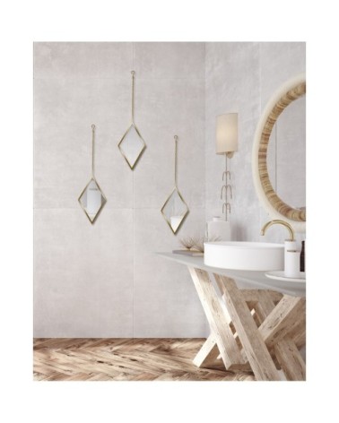 Miroir losange en métal or