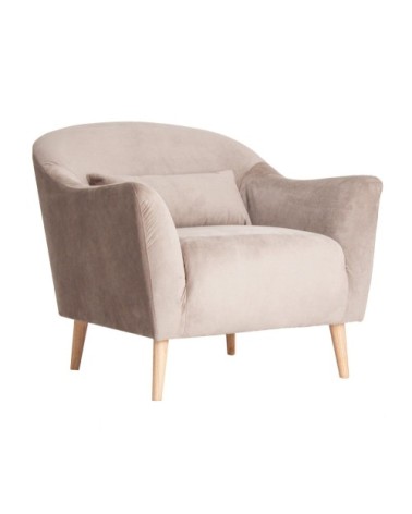 Fauteuil en polyester et bois de pin en beige 93x85x82