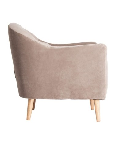 Fauteuil en polyester et bois de pin en beige 93x85x82